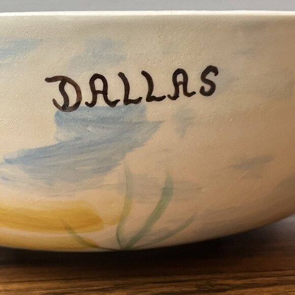 Folk-Art Style Hand-Painted Aquarium Fish Motif Bowl Art Pottery DALLAS 1978 - Picture 5 of 14